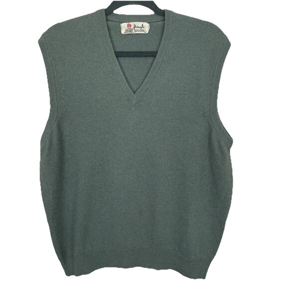Vintage Pringle of Scotland Cashmere Sweater Vest Mens 44 Moss Green Preppy Golf - Picture 1 of 6